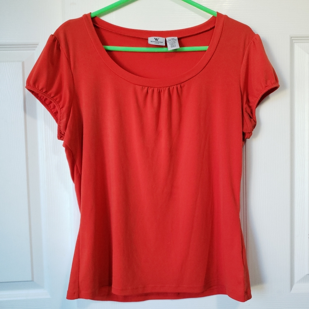Worthington | Orange short sleeve blouse